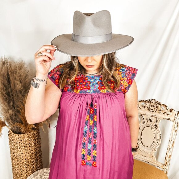 Lack of Color NWT Womens M Wide Brim Rancher Fedora Hat Gray Wool Felt - Picture 7 of 11